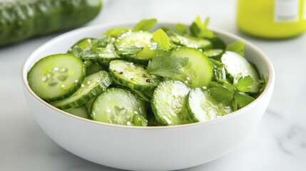 Light and Refreshing Green Curry Cucumber Salad with Herbs and Spices