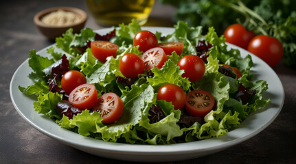 Green Leaf Salad with Sliced Tomatoes
