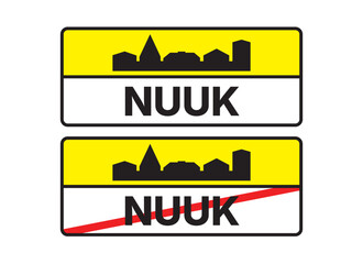 Nuuk City Entry and Exit Road Signs Illustration