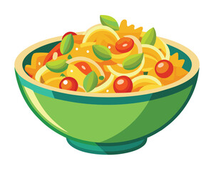 delicious  pasta salad vector illustration in white background