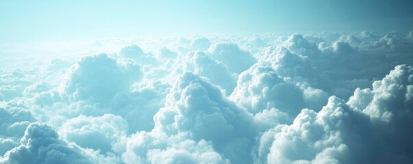 An amazing view of fluffy white clouds from above