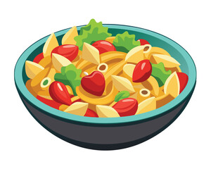 delicious  pasta salad vector illustration in white background