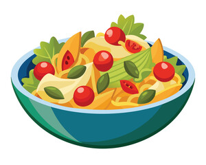 delicious  pasta salad vector illustration in white background