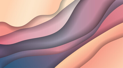 Abstract wavy multicolored gradient background featuring smooth, flowing lines in soft pastel shades. The design creates a calming and aesthetic visual effect. Vector illustration