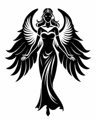 Elegant Angel silhouette vector art, Fairy illustration