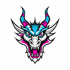 Blue Dragon Head Vector Art