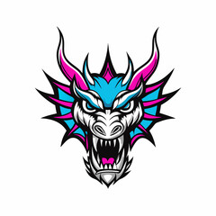 Blue Dragon Head Vector Art