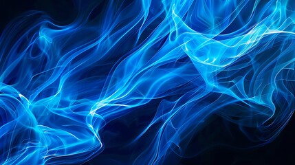 Obraz premium Blue abstract energy wave on a black background, vibrant and powerful, evoking a sense of motion and intensity