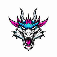 Blue Dragon Head Vector Art