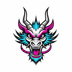 Fototapeta premium Blue Dragon Head Vector Art