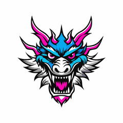 Blue Dragon Head Vector Art