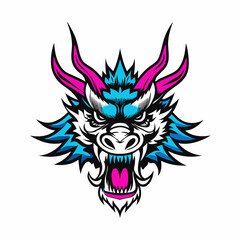 Blue Dragon Head Vector Art