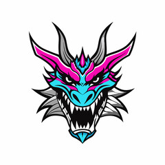 Blue Dragon Head Vector Art