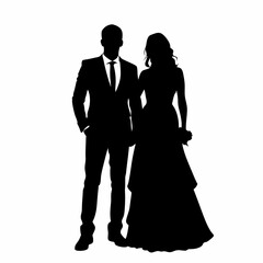 Couple Silhouette. Wedding couple silhouette collection. Couple holding hands, man and woman dating, vector illustration isolated on white background