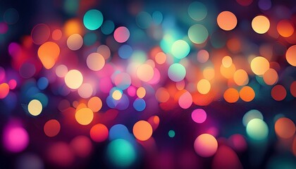 Obraz premium Floating colorful abstract bokeh lights reminiscent of a festival atmosphere.
