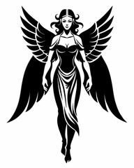 Elegant Angel silhouette vector art, Fairy illustration