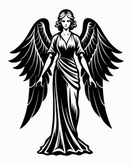 Elegant Angel silhouette vector art, Fairy illustration