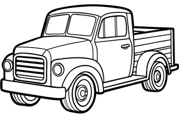 Cartoon Truck Line Art Vector Illustration