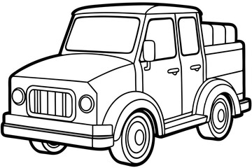 Cartoon Truck Line Art Vector Illustration