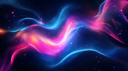 Abstract Wavy Lines with Glowing Stars