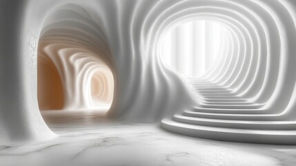Obraz premium 3D render of a group of simple twisted objects on a minimalist white background