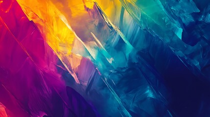 Abstract Painting with Diagonal Brushstrokes in Vibrant Colors