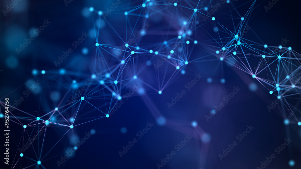 Poster modern design of network connection structure. abstract background with interlacing dots and lines. 