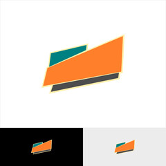 title label with full color illustration of three asymmetrical flat planes for icon or logo