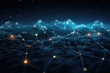 Abstract Digital Network with Glowing Nodes