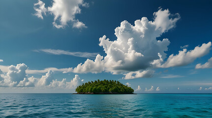A solitary island nestled in the open ocean








