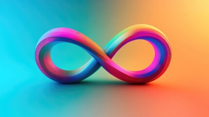 Fototapeta premium An abstract multicolored infinity sign with a gradient effect, floating in a sleek, modern design.