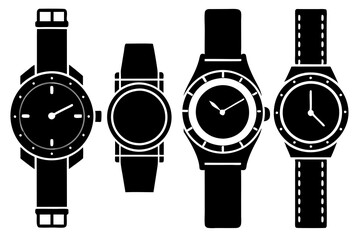 4 Unique Watch Silhouette Vector Illustrations