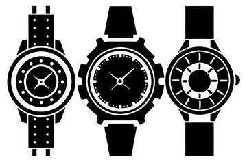 4 Unique Watch Silhouette Vector Illustrations