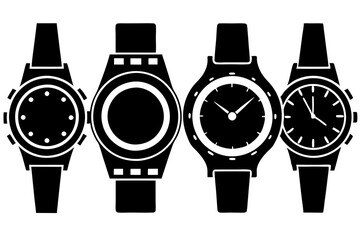 4 Unique Watch Silhouette Vector Illustrations