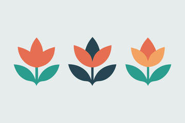 3 tree illustration of a set of leaves vector icons.