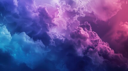 Naklejka premium Vibrant and colorful abstract cloudscape with pink, purple, and blue hues, creating a dreamy, surreal sky background.