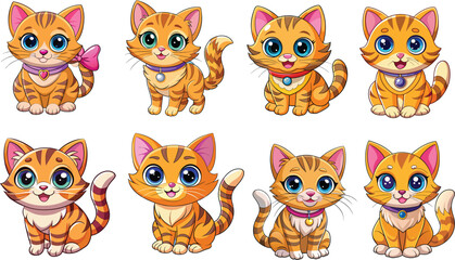 set of cat cartoon art illustration