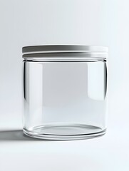 Closeup of Transparent Glass Food Storage Container on Isolated White Background