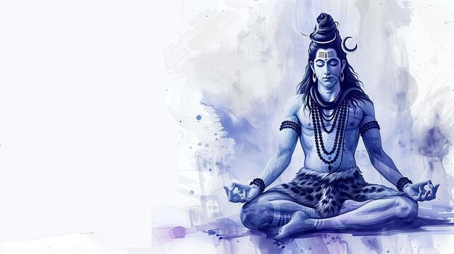 serene lord shiva as parvati meditating in white space spiritual om chanting wallpaper