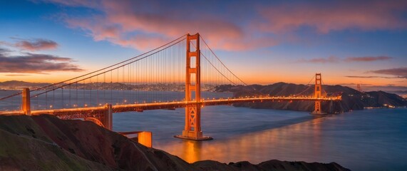 Obraz premium Golden gate bridge in san francisco at sunset