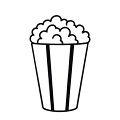 Popcorn in a cup vector silhouette, isolated white background 
