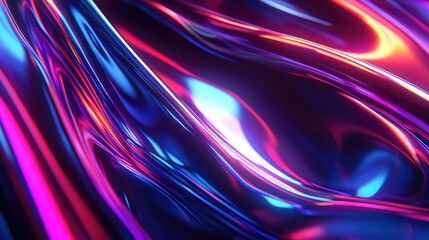Fototapeta premium Sleek metallic surfaces and vibrant neon accents combine in a futuristic abstract design, creating a high-tech visual.