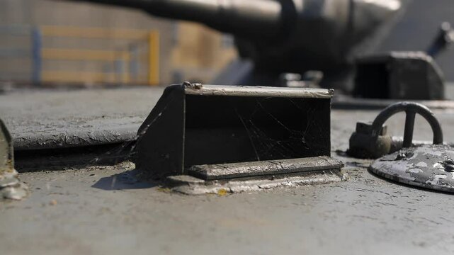 exhaust port of a light Soviet reconnaissance tank from the Cold War