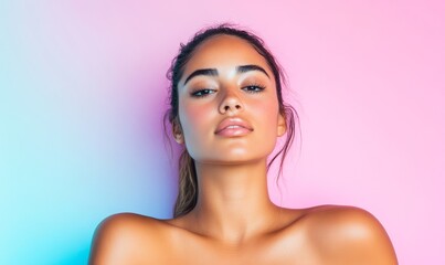 Beautiful Hawaiian woman with glowing skin in a serene portrait