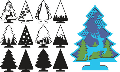 Christmas tree vector layered decoration