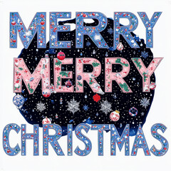 Merry merry Christmas - napis na świątecznym tle © Fotosmagoria