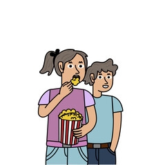 children eating some delicious popcorn.eps