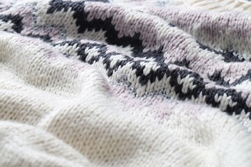 Texture of knitted fabric with pattern as background, closeup