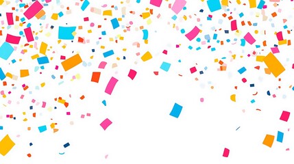 Vibrant Festive Confetti Scattered on White Background - Minimalist Vector Illustration with Playful Cartoon Aesthetic