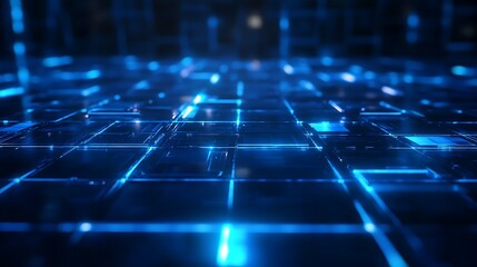 Obraz premium Abstract Blue Grid with Glowing Lines
